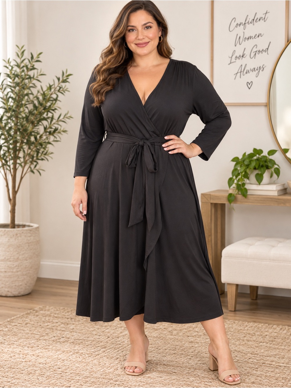 SHEIN Black Wrap Dress - 2XL